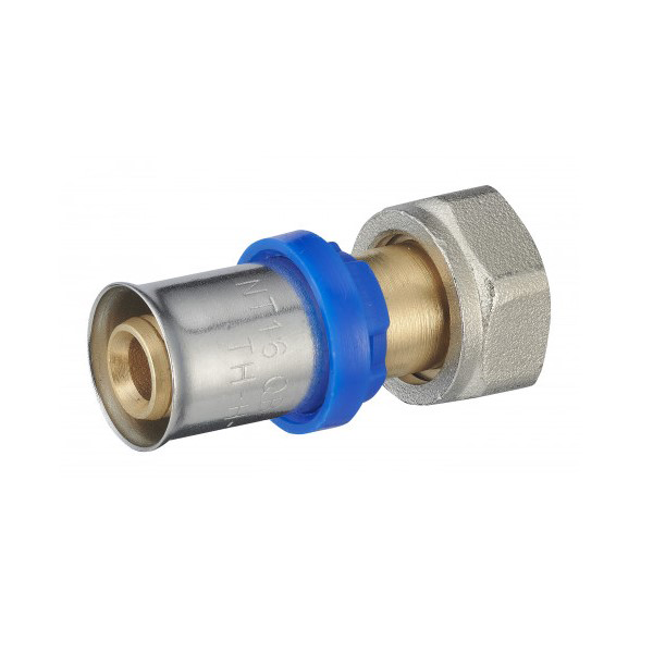 Raccord à sertir droit en laiton écrou libre pour tube multicouches, femelle 3/4" diamètre 16 mm