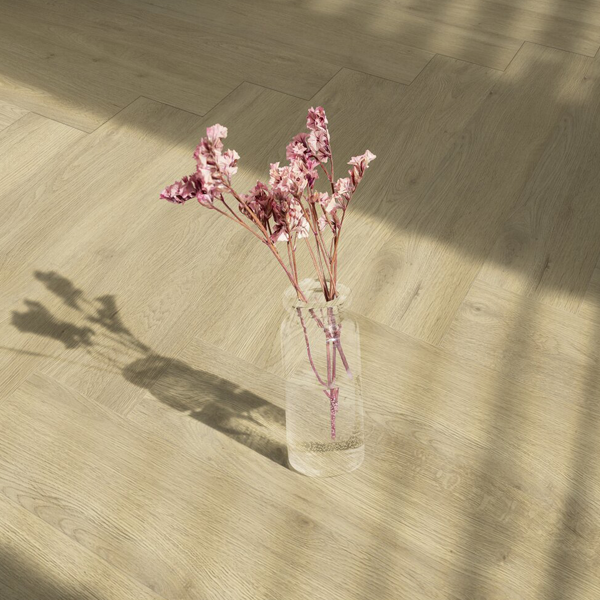 Lame vinyle clipsable imitation bois pose en chevron - Virtuo 55 Rigid Acoustic - 75,0 CM x 12,5 CM - ép.6,00 MM - Sunny Nature