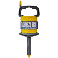 Enrouleur de cordeau de traçage Obra avec corde en polypropylène jaune tressé - longueur 100 m - Ø 1,5 mm