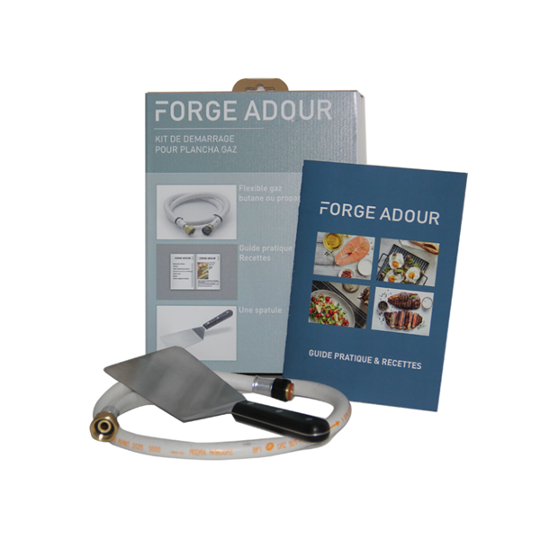 Kit de démarrage Forge Adour - pour plancha gaz - Guide pratique, spatule coudée et flexible
