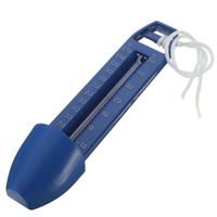 Thermomètre flottant de piscine - Hauteur 16 cm - Cordelette d'arrimage blanche - Coloris bleu