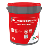 Enduit de ragréage mural en pâte - 102 Lankomur Ragrépar - épaisseur application 1 à 10 mm - seau de 20,0 KG