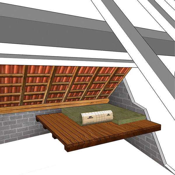 Rouleau laine de verre pour plafonds et combles perdus - MRK 38 Ursa - R=8,00 m².K/W - 2,70 M x 1,20 M - ép.300 MM