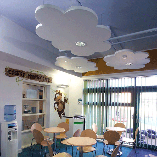 Dalle plafond acoustique forme nuage à suspendre - Ecophon Solo Cloud - Blanc - 1200 x 553 mm - ép. 40 mm - lot de 2
