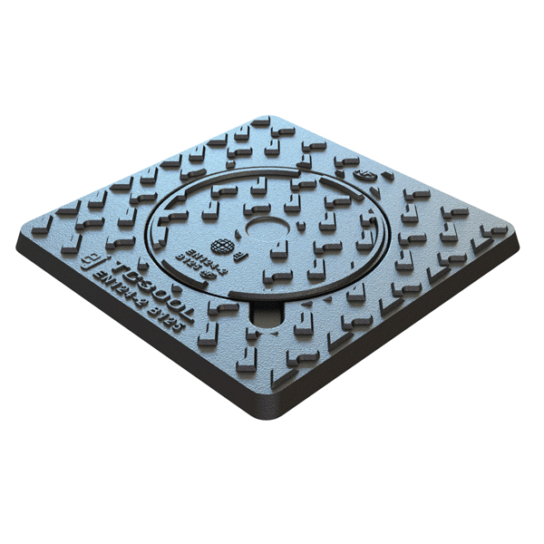 Regard de visite en fonte TC 600 L B125 pour boîte de branchement - 600,0 mm x 600,0 mm - Ouverture ⌀ 420,0 mm