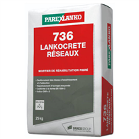 Mortier de réhabilitation fibré LANKOCRETE RESEAUX 736 - sac de 25 KG
