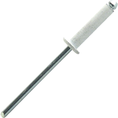 Rivet aveugle tige acier corps alu blanc tête plate serrage 10 à 12 mm Ø4,8x16 mm - boîte de 250