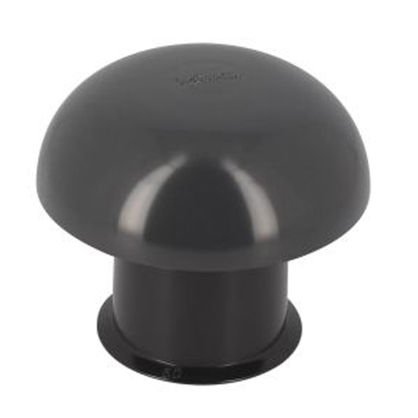 Chapeau de ventilation rond Nicoll - Diamètre 80 mm - Sortie 50 mm - Sans moustiquaire - PVC anti-UV - Gris anthracite