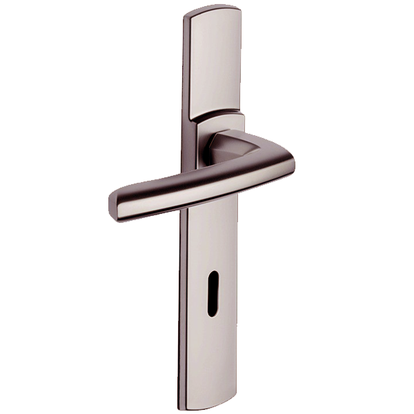 Ensemble poignée de porte à clé en L Vachette Scult - platine - entraxe fixation 195 mm - carré 7 mm