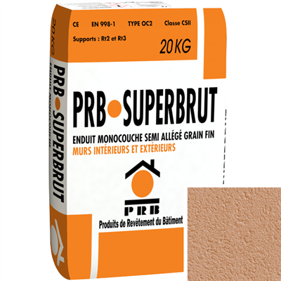 Enduit monocouche semi-allégé à grain fin PRB Superbrut type OC2 - Marrakech - sac de 20 kg