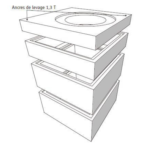 REHAUSSE POUR REGARD BETON 1200X1200 H30 AVEC ECHELONS