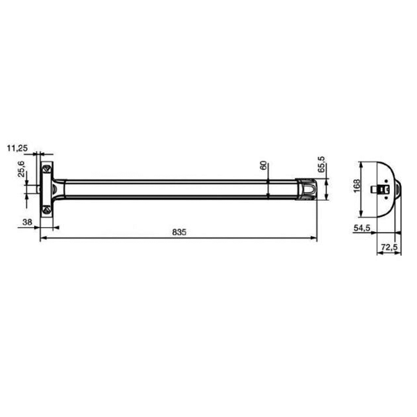 Serrure anti-panique Vachette 1910 grise porte bois métal 1 point réversible avec gâche - 850mm