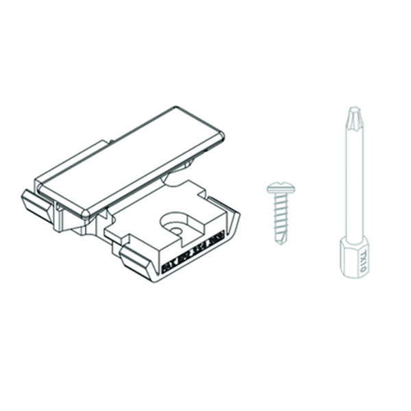 Clip polyamide pour la fixation des lames de terrasse pleine en composite sur lambourde en alu - boite de 100 clips + 110 vis