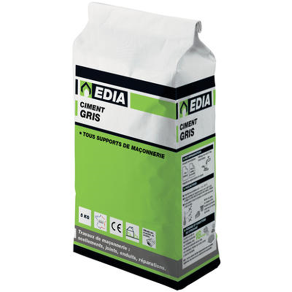 Ciment gris EDIA pour travaux courants de maçonnerie 5 kg CIMGREDIA05