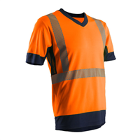 T-shirt de travail haute visibilité orange col en V avec bandes rétroréfléchissantes - KOMO II - Taille L
