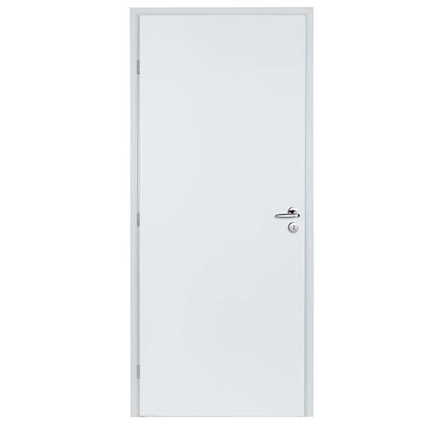 Bloc-porte prépeint plan blanc à âme isolante - Gypso - 204 CM x 83 CM - droit poussant - Serrure de sûreté 3 points