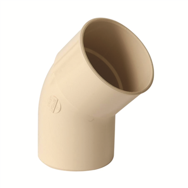 Coude cylindrique mâle-femelle Nicoll pour tube de descente - Angle  45° - Diamètre 80mm - Techtan Sable