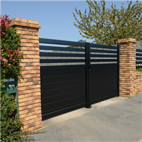Portail aluminium sur mesure Pictor CT 123 - Battant ou coulissant - Barreaudage horizontal 80 x 20 mm