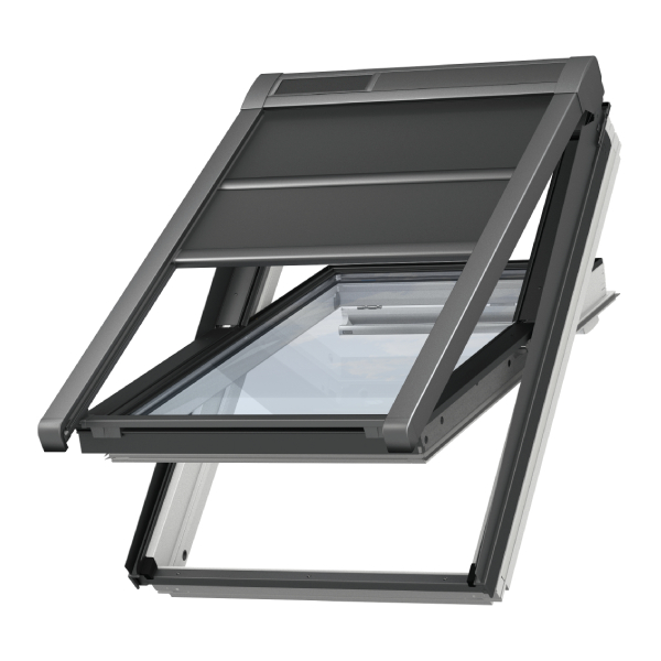 Volet roulant souple solaire SSS pour fenêtre de toit Velux MK04 - 78,00 cm x 98,00 cm - Gris anthracite