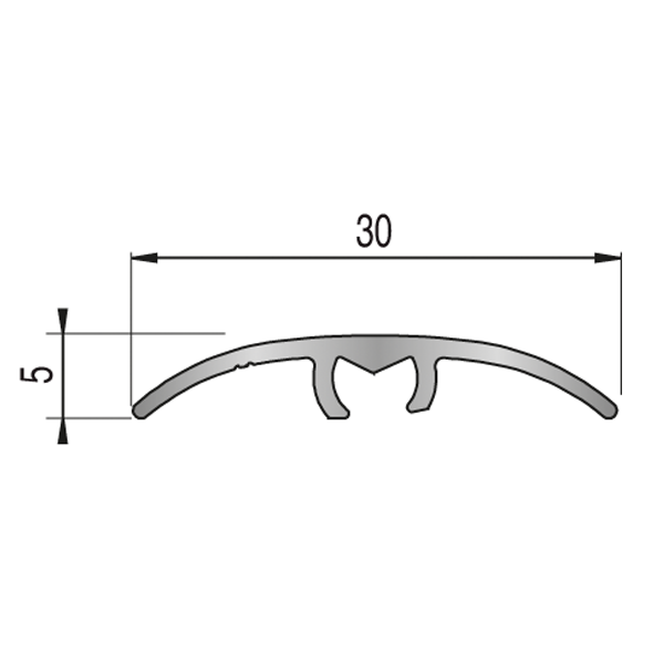 Seuil de porte multi-niveaux à fixation invisible - Harmony Dinac - Aluminium lisse - 30 MM x 5,0 MM - 93,0 CM