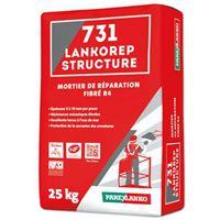 Mortier de réparation des bétons - fibré à retrait compensé - 731 Lankorep Structure - Sac de 25 KG