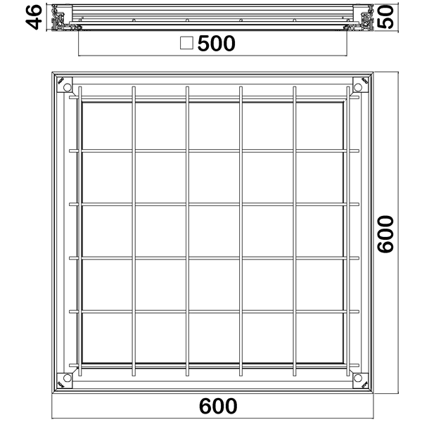 TRAPPE ACO UNIFACE ALUMINIUM 500X500MM H50MM L15 / 50KN