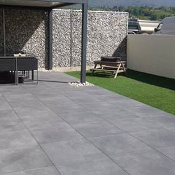 Carrelage sol extérieur effet béton - Ciment Grip - Anthracite - 45,5 cm x 45,5 cm - Ép.8 mm