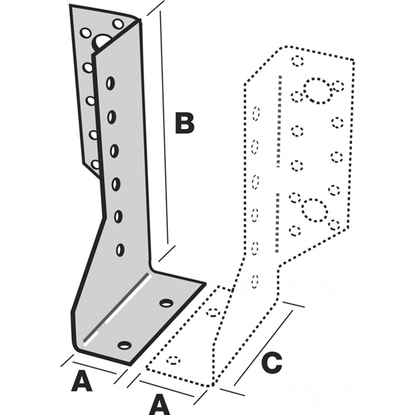 Sabot deux éléments droit largeur 30 mm hauteur 158 mm épaisseur 2 mm
