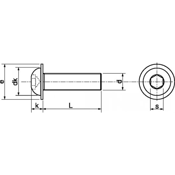 Vis à métaux tête bombée à embase six pans creux Inox A2 M5x20 - boîte de 200