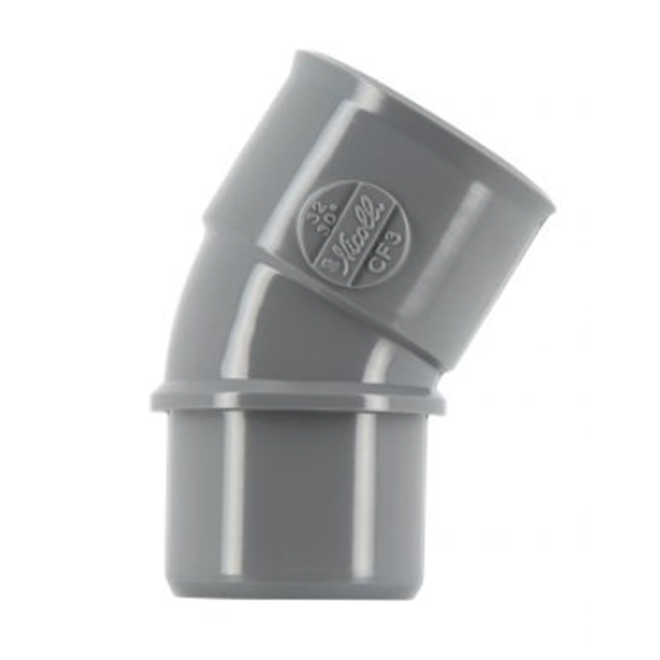Coude mâle/femelle Nicoll pour évacuation des eaux usées - Diamètre 32 mm - Degré angle 30° - PVC - Gris