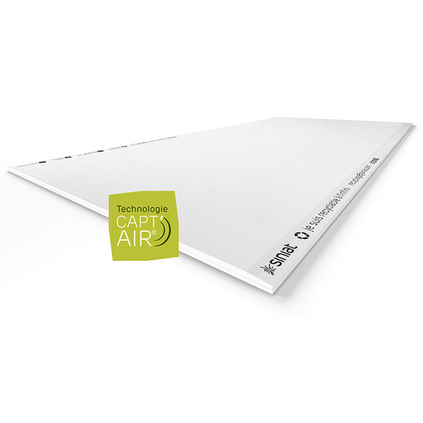 Plaque de plâtre acoustique et dépolluante à haute dureté - Prégytwin Air BA25 S - 3,00 M x 0,90 M - ép. 25,0 MM