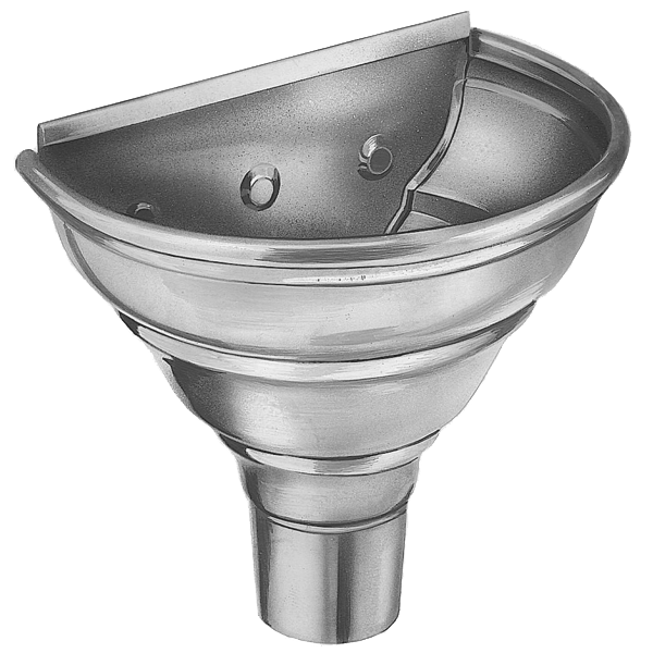 Cuvette demi-ronde de face en zinc naturel Rheinzink pour tuyau de descente de