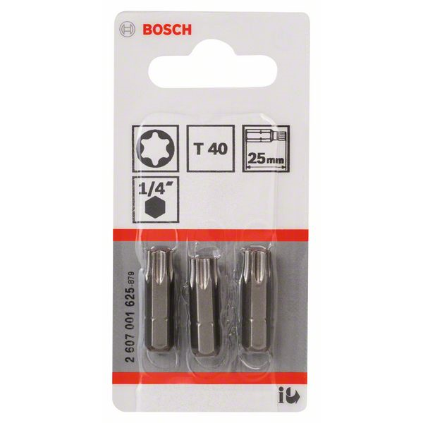 Embout de vissage Bosch extra-dure 6 pans 1/4" Torx T40 longueur 25 mm lot de 3