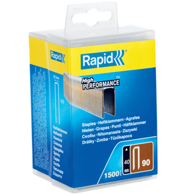 Agrafe étroite n°90 Rapid pour agrafeuse pneumatique PBS151 - acier galvanisé - longueur 40 mm - boîte de 1500