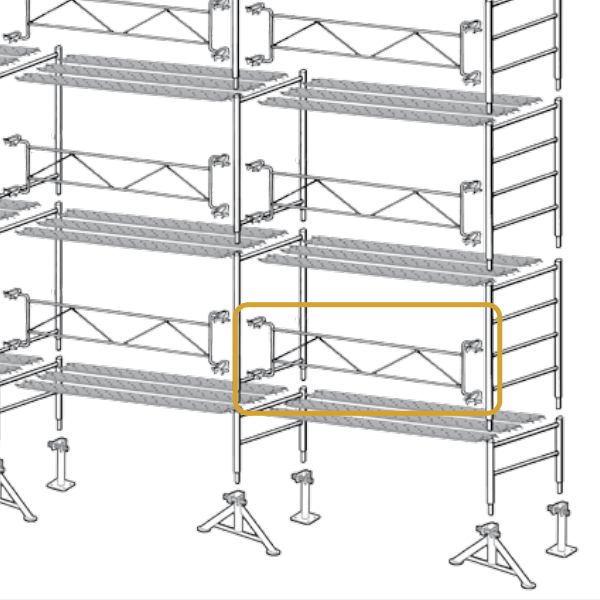Garde-corps fixe en acier galvanisé Altrad J00072 pour échafaudage VITO 49 - longueur 3 mètres