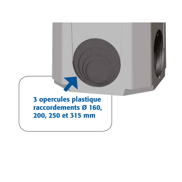 Boîte à opercules CR60A pour regard d'eaux pluviales - béton allégé - dimensions intérieures 60x60 CM