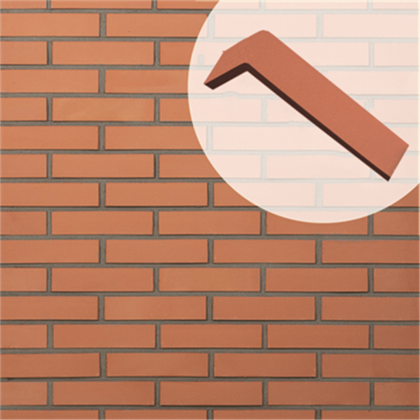 Plaquette d'angle de parement mural en terre cuite lisse Terreal PL12 Rose - 22 CM x 10,5 CM x 14 / 50 MM