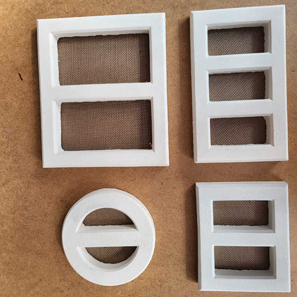 Claustra d'aération en Quartz Terrazo et Marbre avec grille en inox - 155,00 MM x 130 MM - couleur Terre cuite