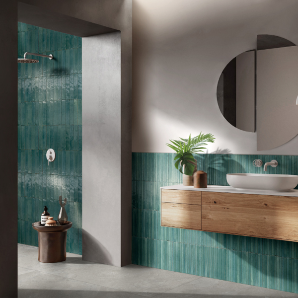 Faïence brillante effet Zellige - Look Glossy - 24,0 CM x 6,0 CM - ép. 10,00 MM - Turchese