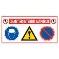 Panneau de signalisation 4-en-1 "Chantier interdit au public" - Mob Mondelin - 800 x 400 mm