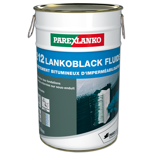Revêtement bitumineux d'imperméabilisation 212 LANKOBLACK FLUIDE Parexlanko Seau de 25 LTR
