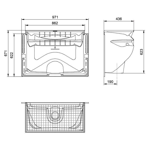 Cour anglaise en polypropylène - 800 x 600 x 400 mm - grille caillebotis maille 30 x 30 mm - accessible piéton