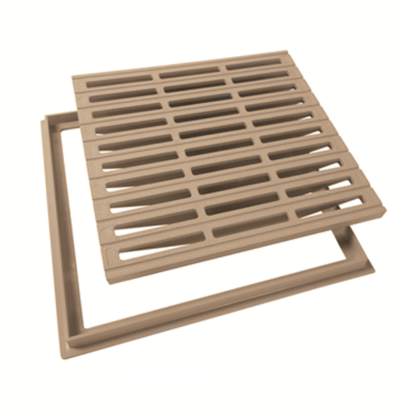 Grille avec cadre pour collecte des eaux de ruissellement - Nicoll - Sable - 400 x 400 mm