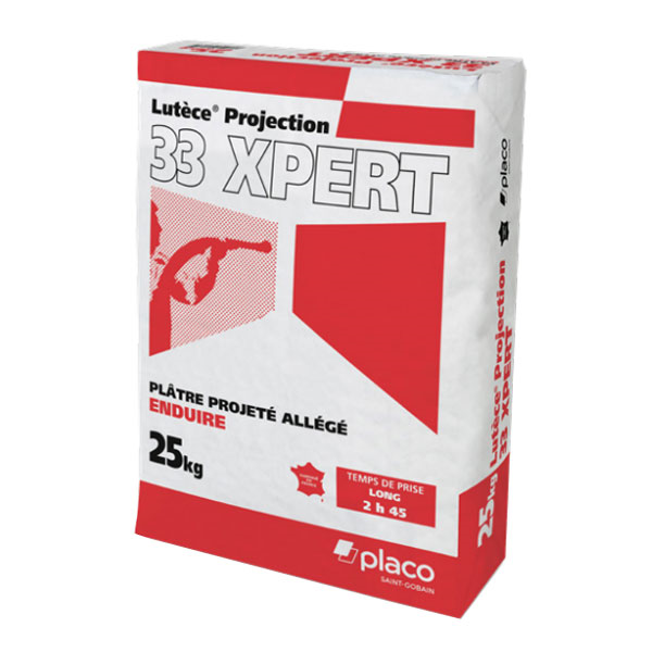 Plâtre allégé à projeter pour l'enduisage des murs et plafonds - Lutèce Projection 33 XPERT - sac de 25 kg
