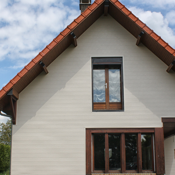 Bardage PVC extérieur effet crépi - Isocel Crépi - 154,00 MM x 18,00 MM - Long. 4,00 M - Ambre clair