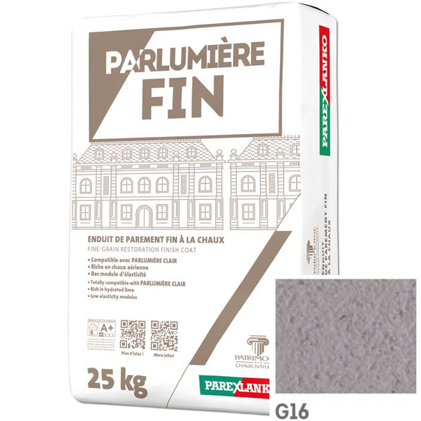 Enduit de parement à la chaux à grain fin Parexlanko Parlumière - Teinte G16 - Sac de 25 KG