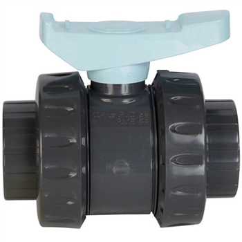 Vanne 1/4 de tour pour fluide sous pression - raccords femelles en PVC-U à coller - diamètre 50 mm