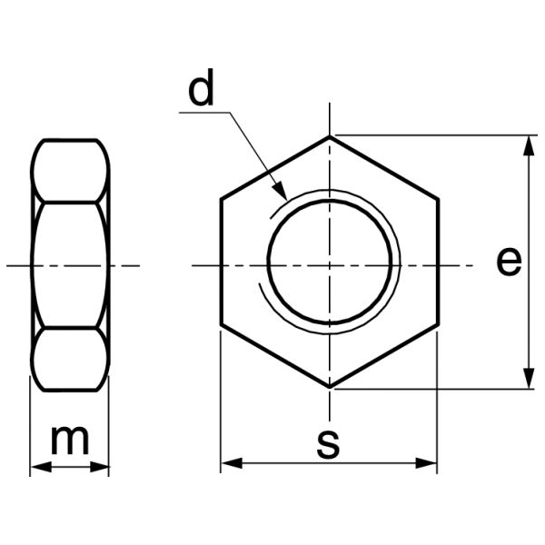Écrou hexagonal HM bas DIN 439 ISO 4035 Inox A2 M12 - boîte de 100