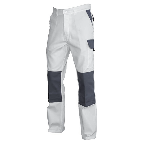 Pantalon blanc de travail Typhon poches genouillères blanc gris - L