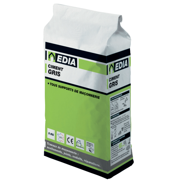 Ciment gris Edia pour travaux courants de maçonnerie sac de 5 kg